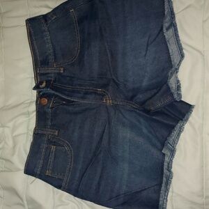 Girls size 14 plus high-rise, adjustable waist denim shorts